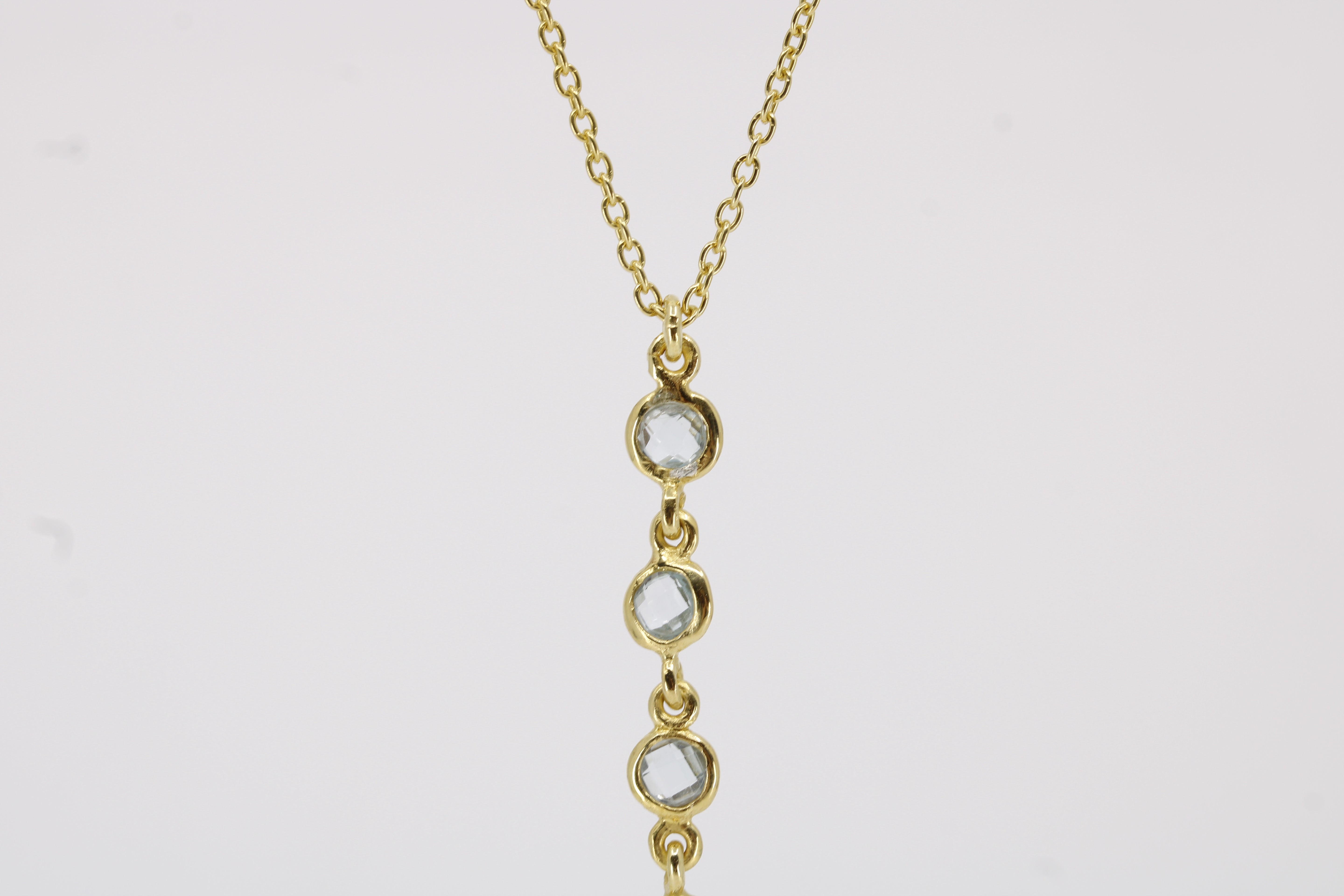 Luce 12 Stones Drop Pendant Necklace with Blue Topaz