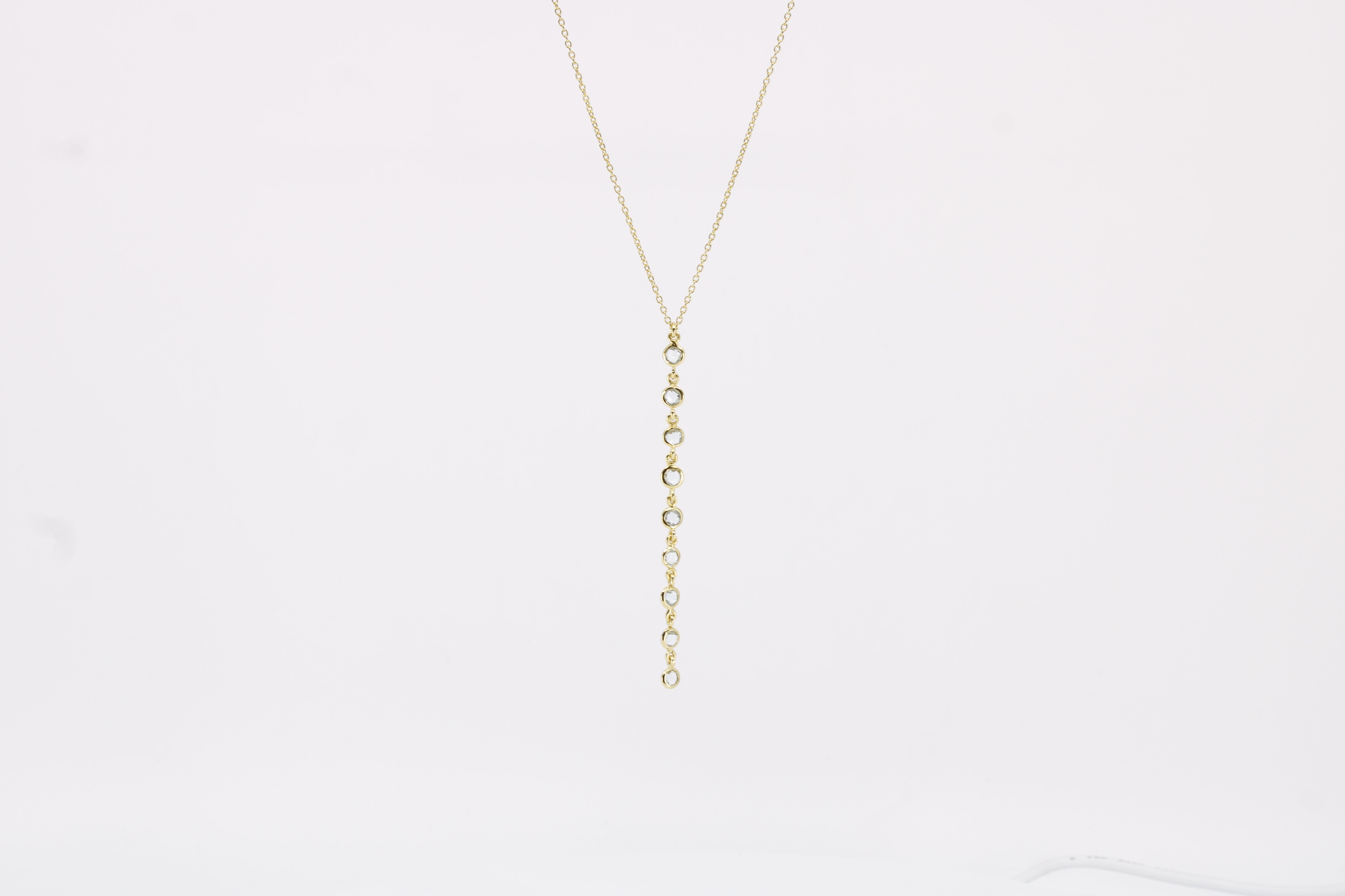 Luce 9 Stones Drop Pendant Necklace with Blue Topaz