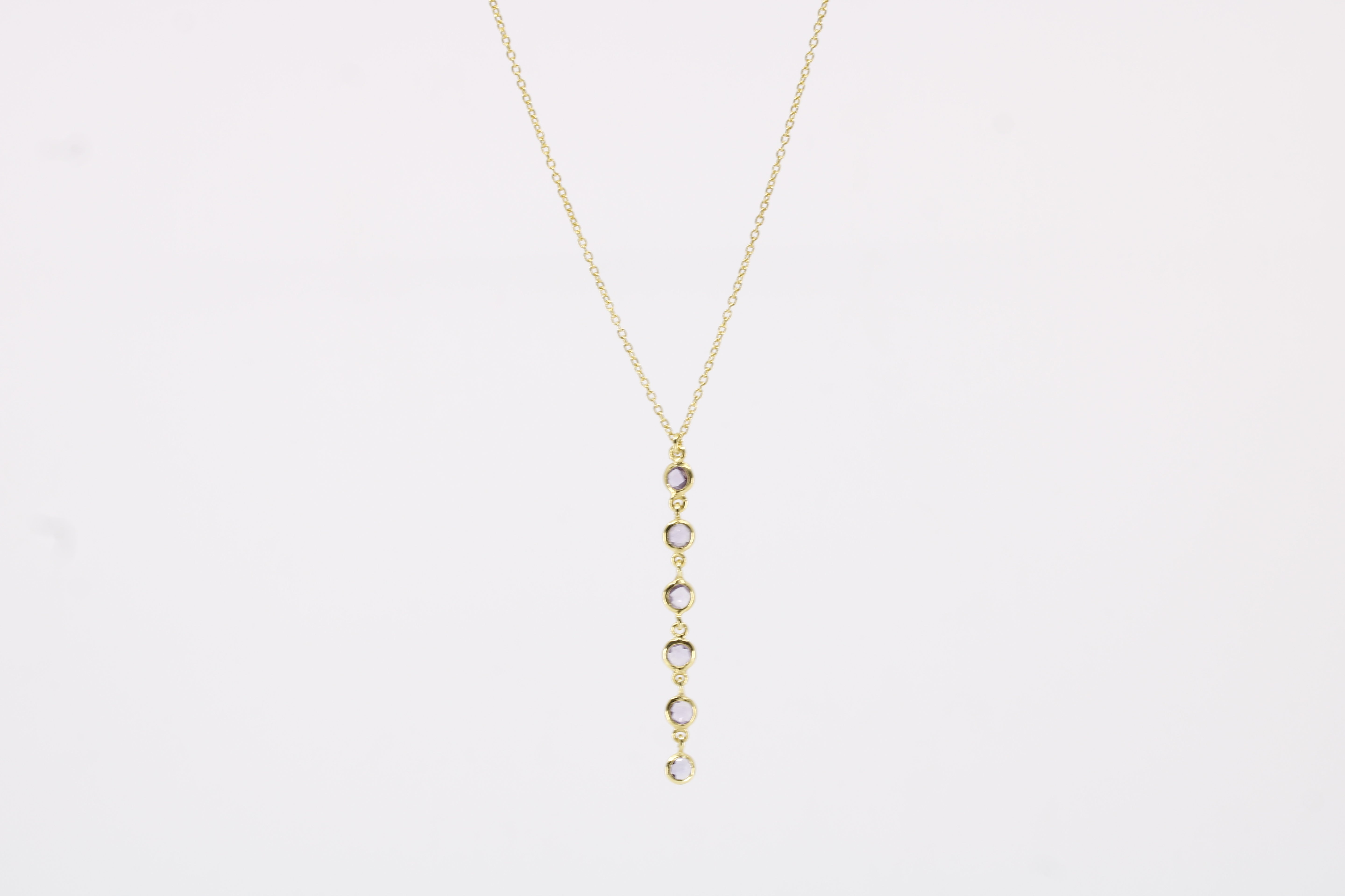 Luce 6 Stones Drop Pendant Necklace with Amethyst