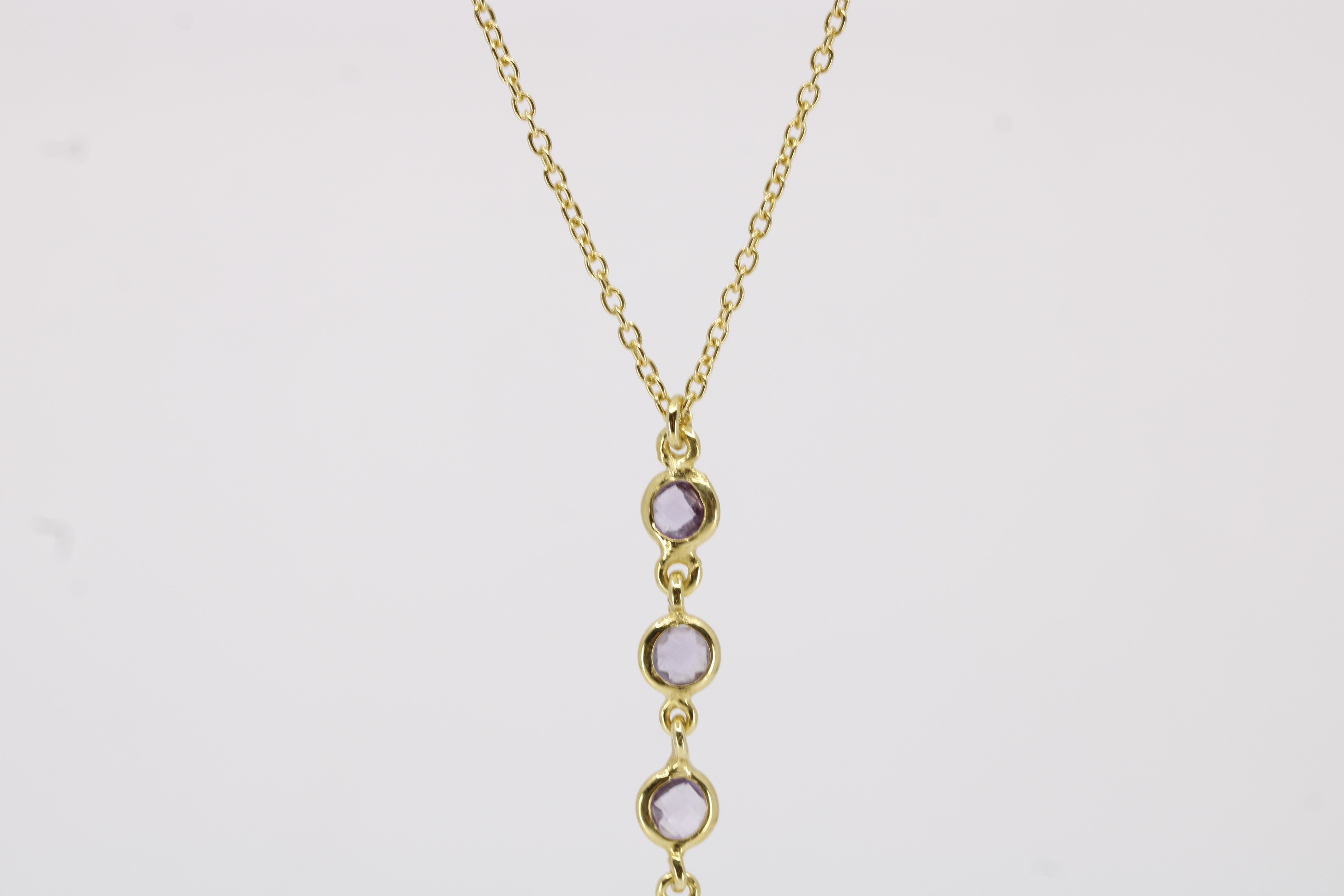 Luce 6 Stones Drop Pendant Necklace with Amethyst