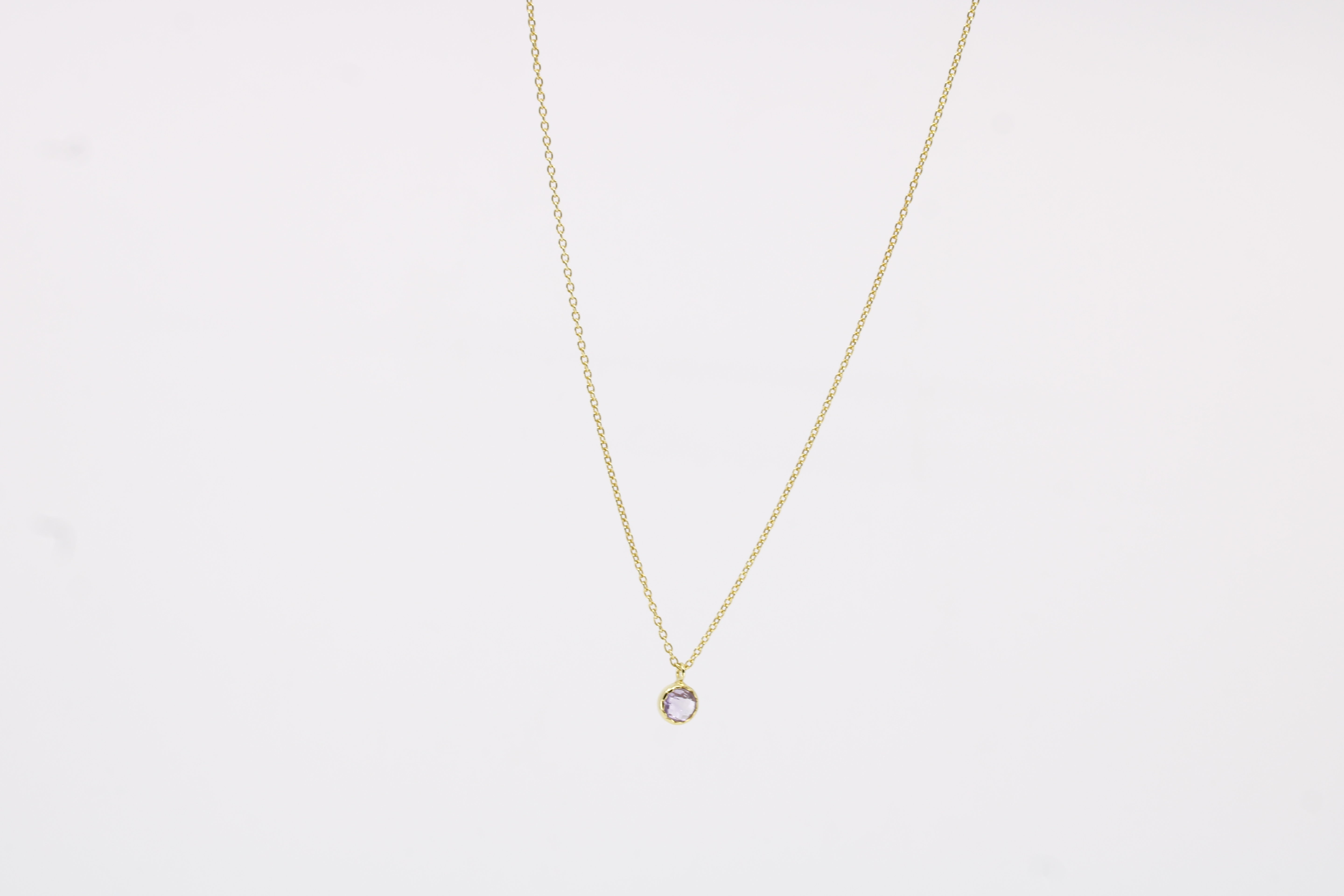 Luce Bezel Pendant Necklace with Amethyst