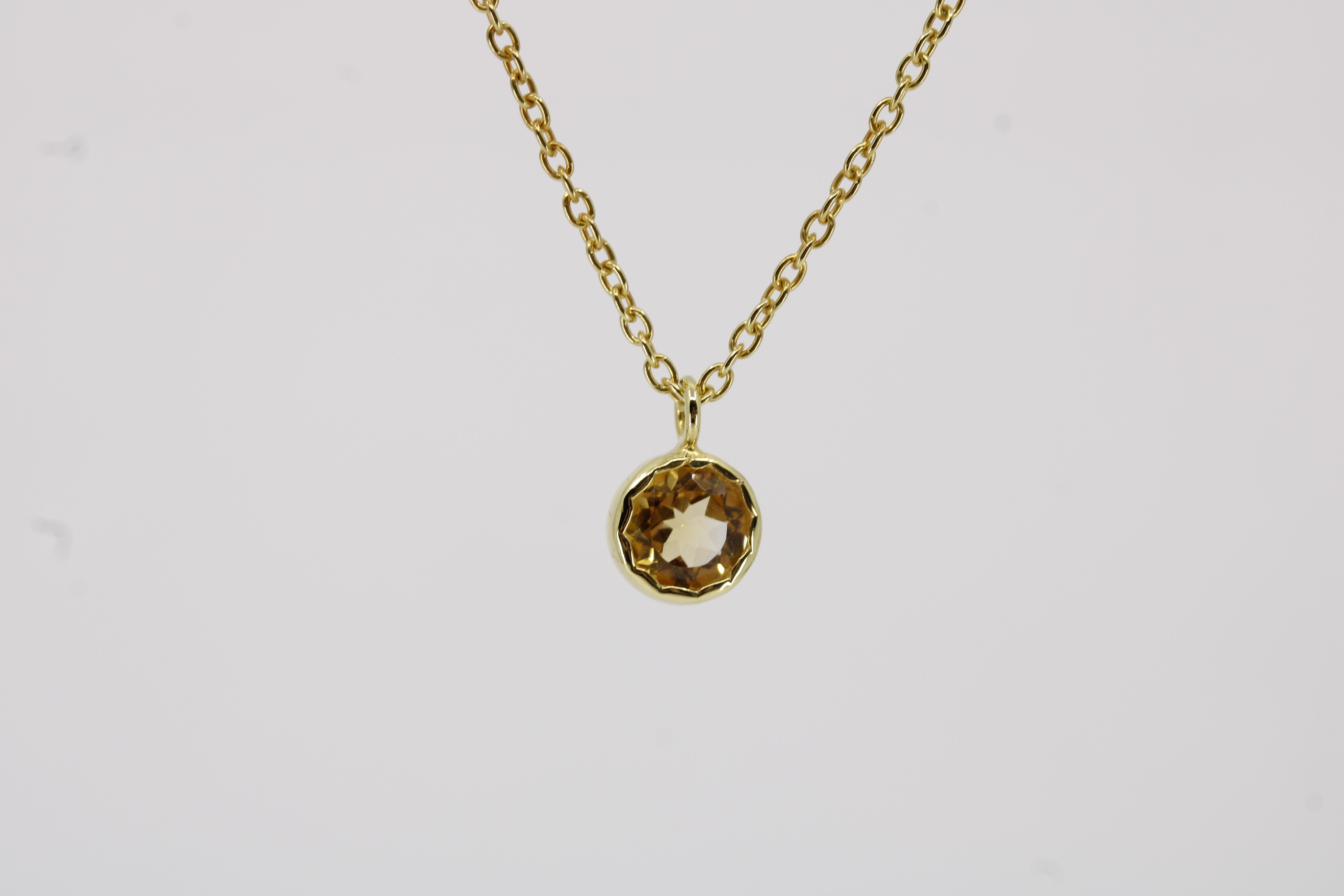 Luce Bezel Pendant Necklace with Citrine