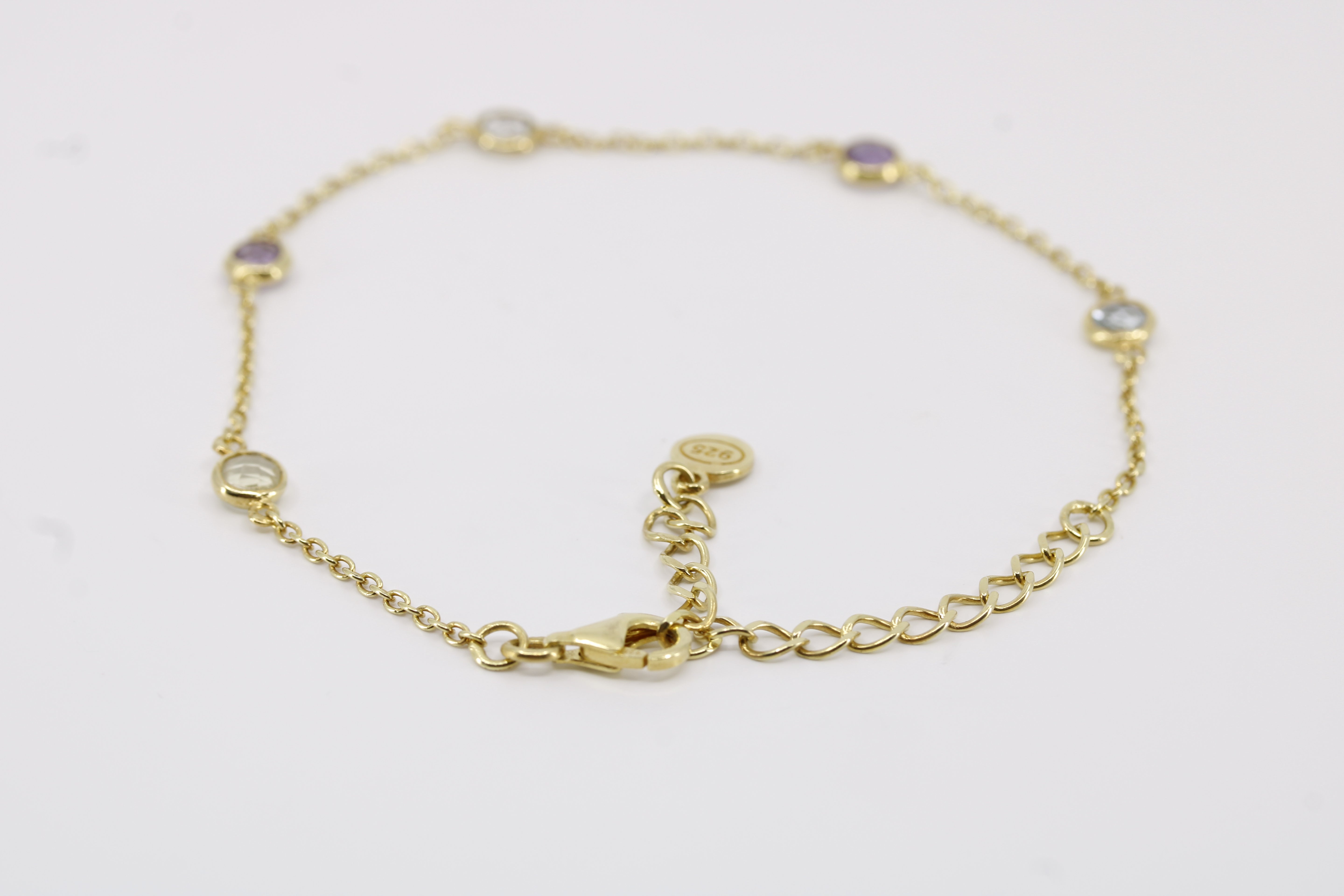 Luce 18K Gold Vermeil Station Bracelet with Amethyst, Blue Topaz and Lemon Quartz