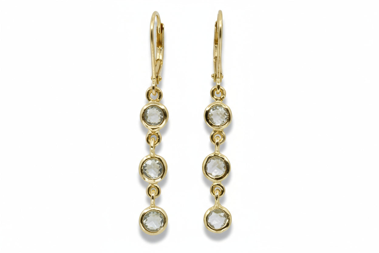 AURORA 3 Stones Drop Earring with Blue Topaz