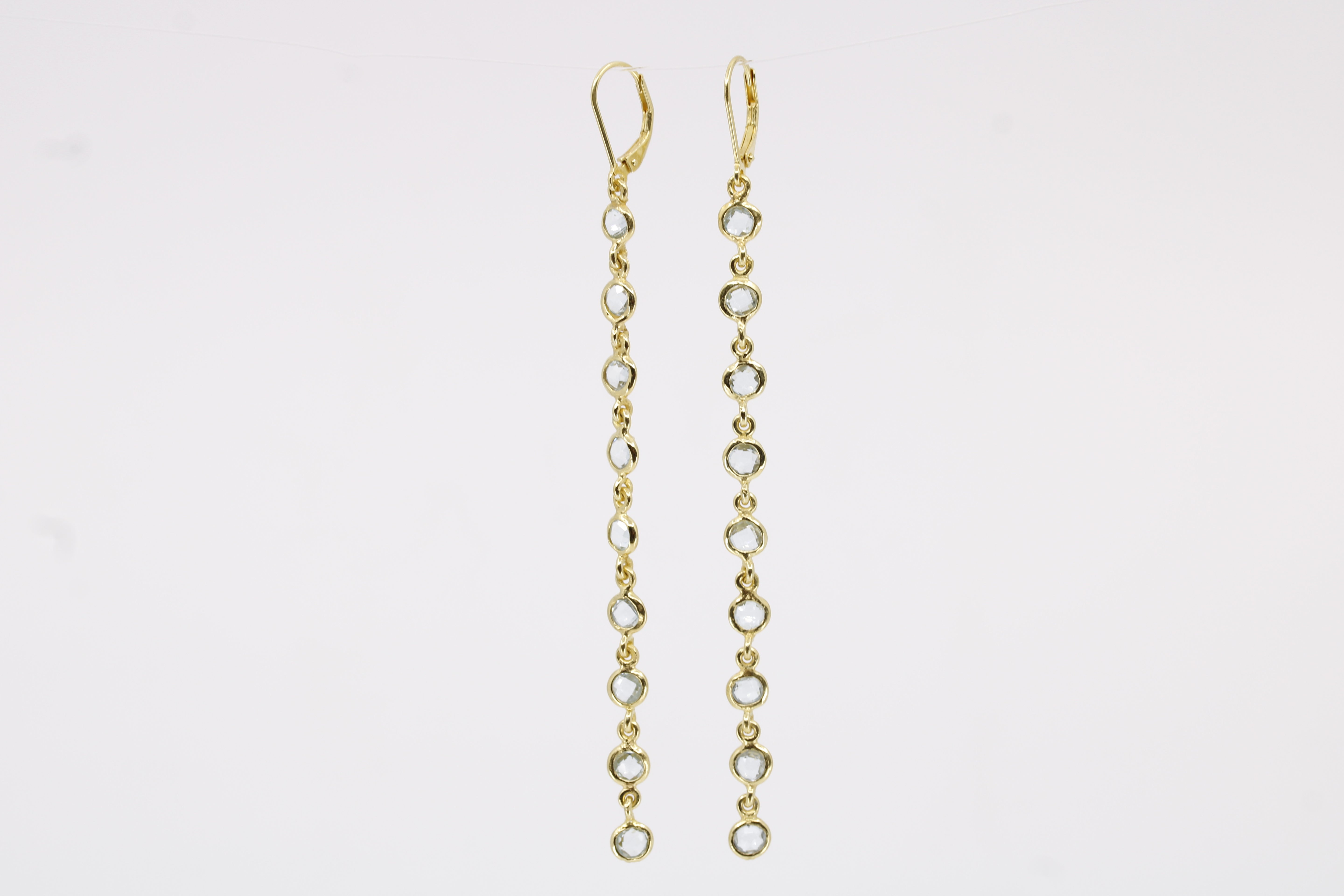 Luce 9 Stones Drop Earring with Blue Topaz