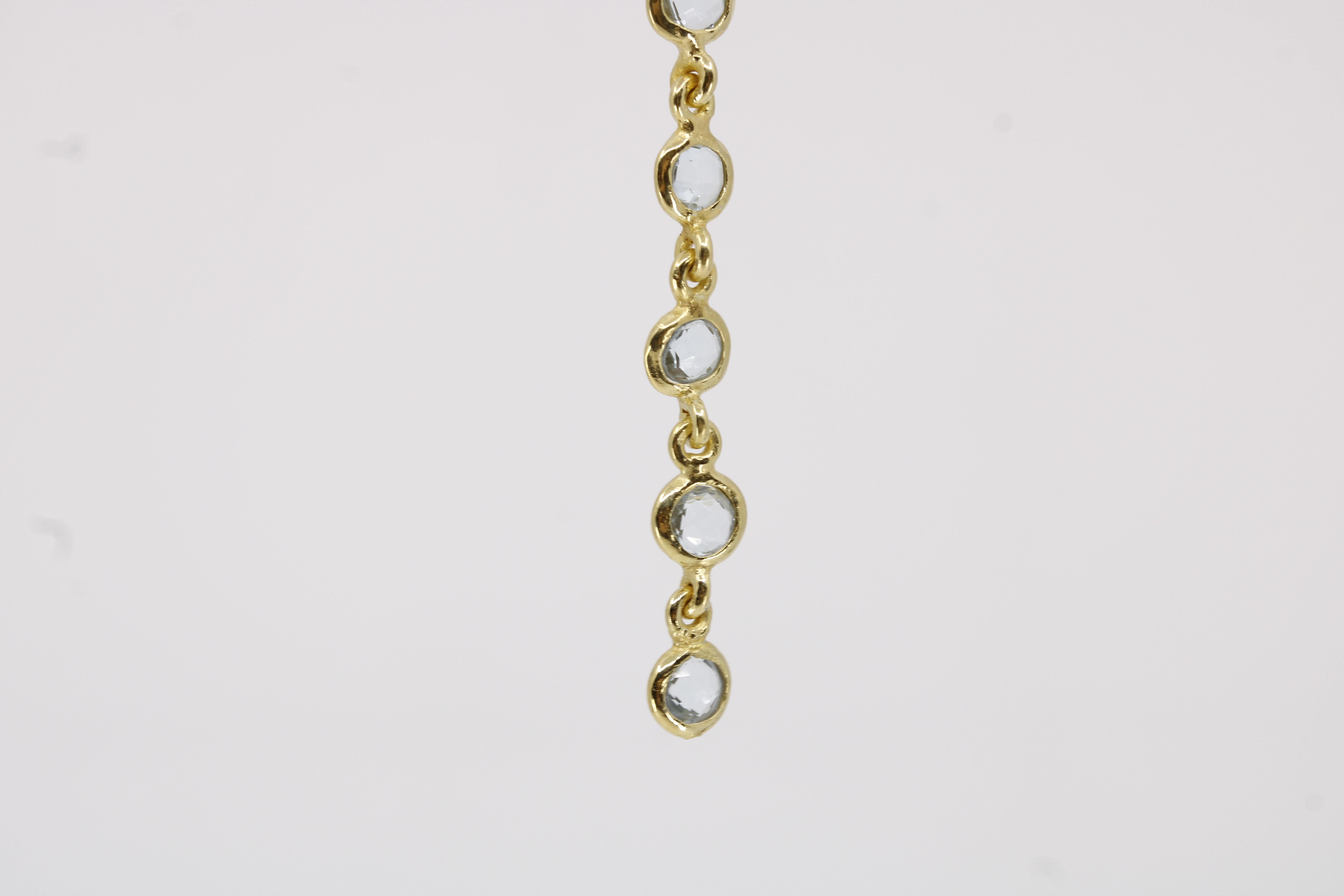 Luce 9 Stones Drop Earring with Blue Topaz