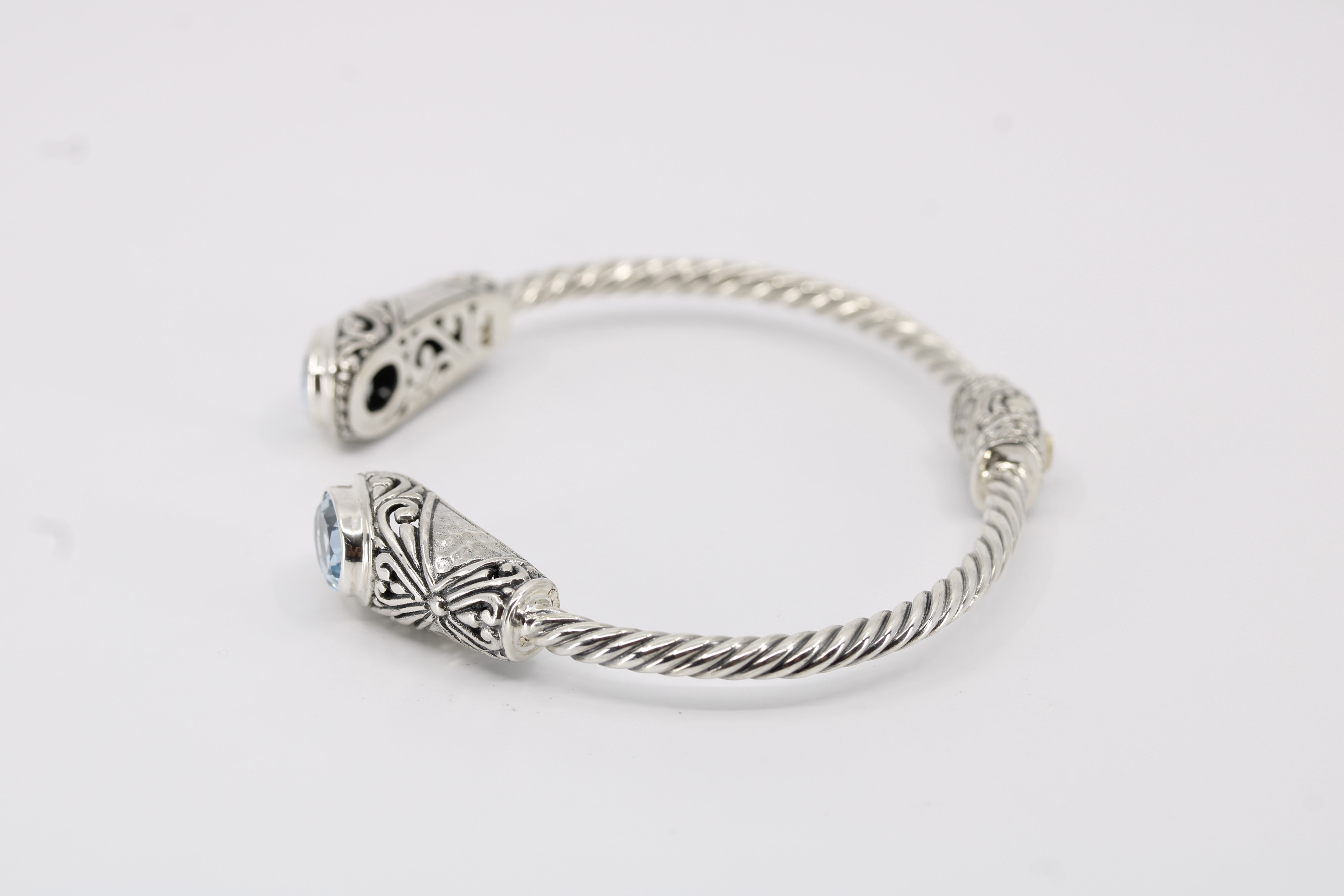Casa Bali Blue Topaz Rope Cuff Bracelet