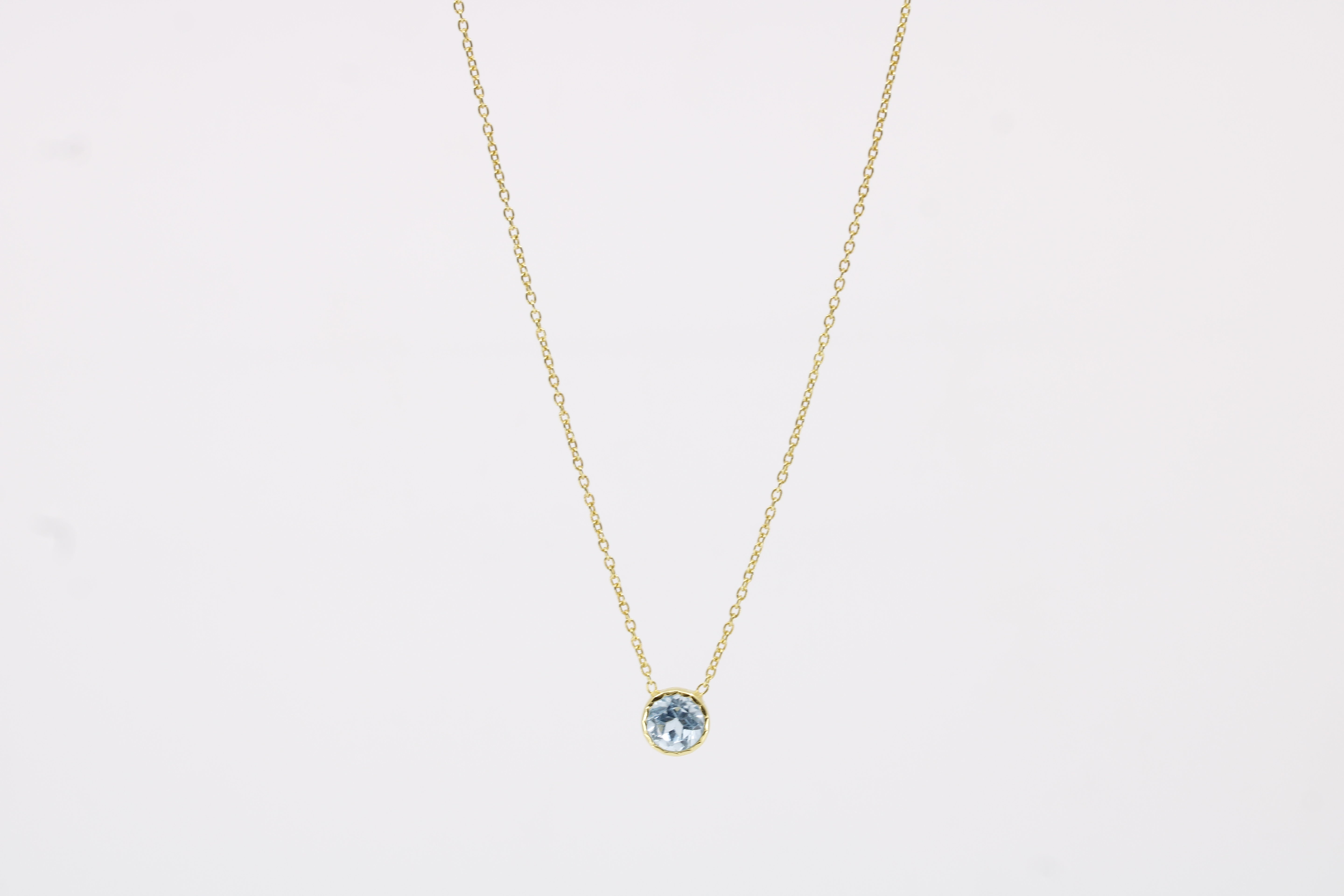 Luce Bezel Pendant Necklace with Blue Topaz