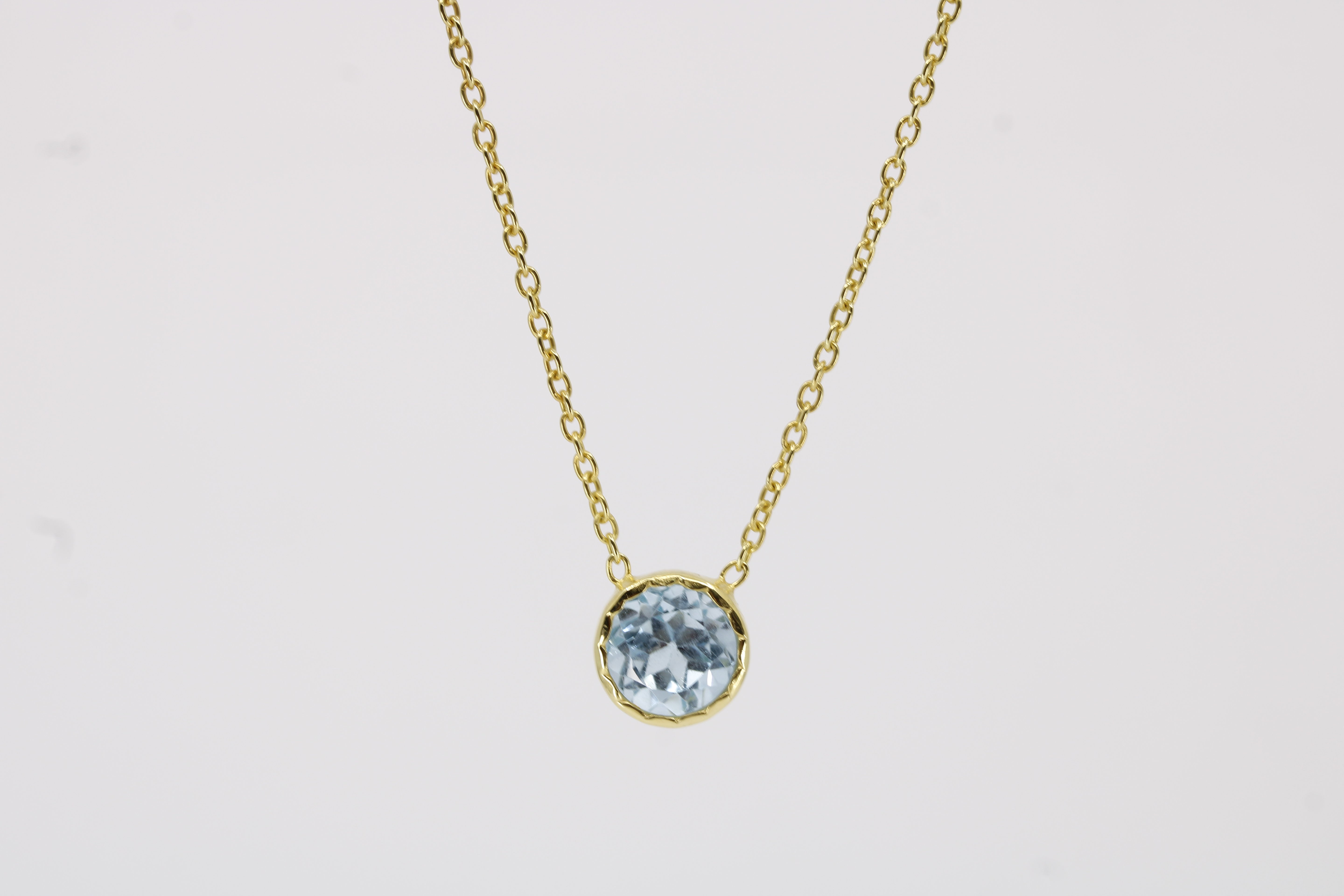 Luce Bezel Pendant Necklace with Blue Topaz