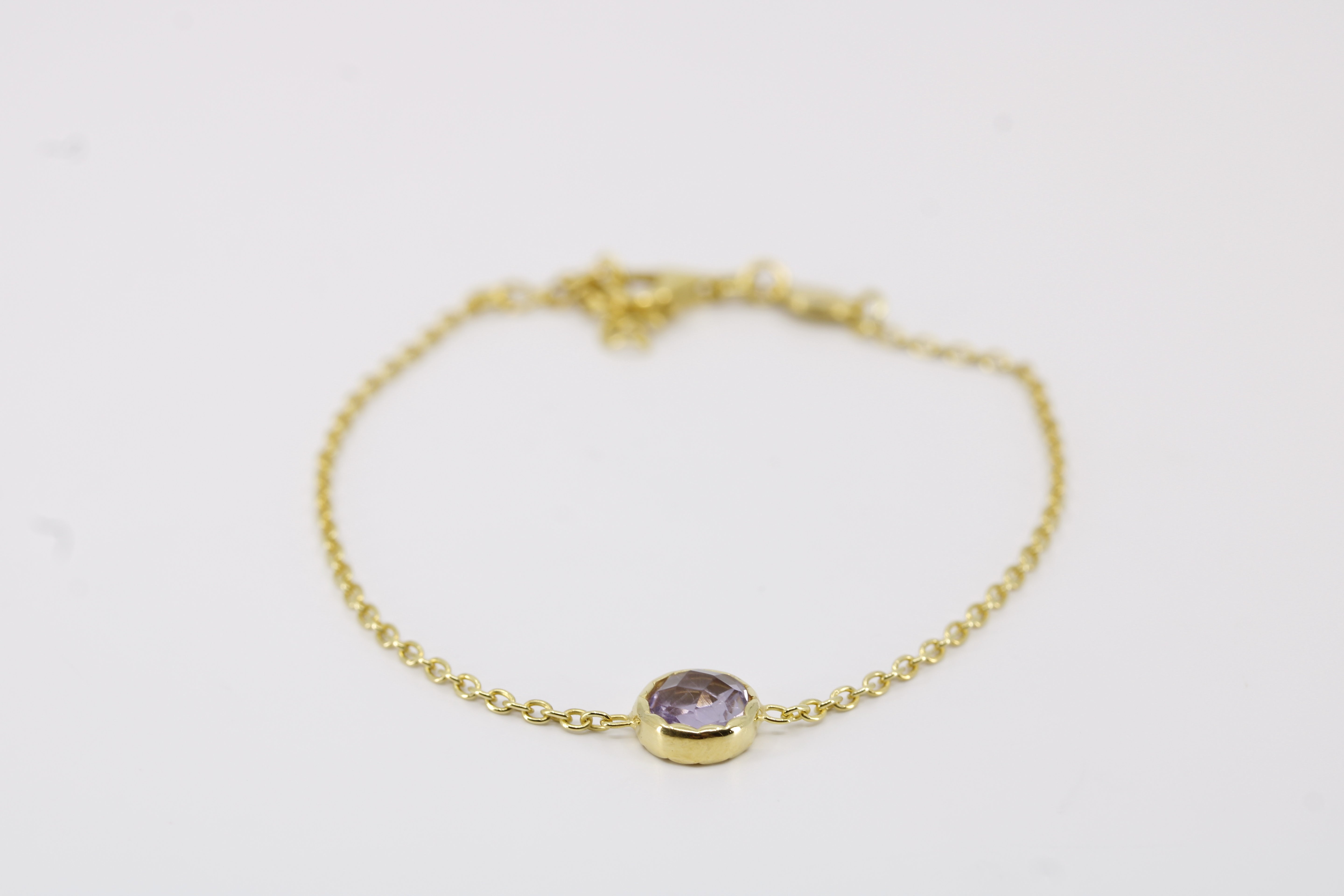 Luce 18K Gold Vermeil Solitaire Bezel Bracelet with Amethyst