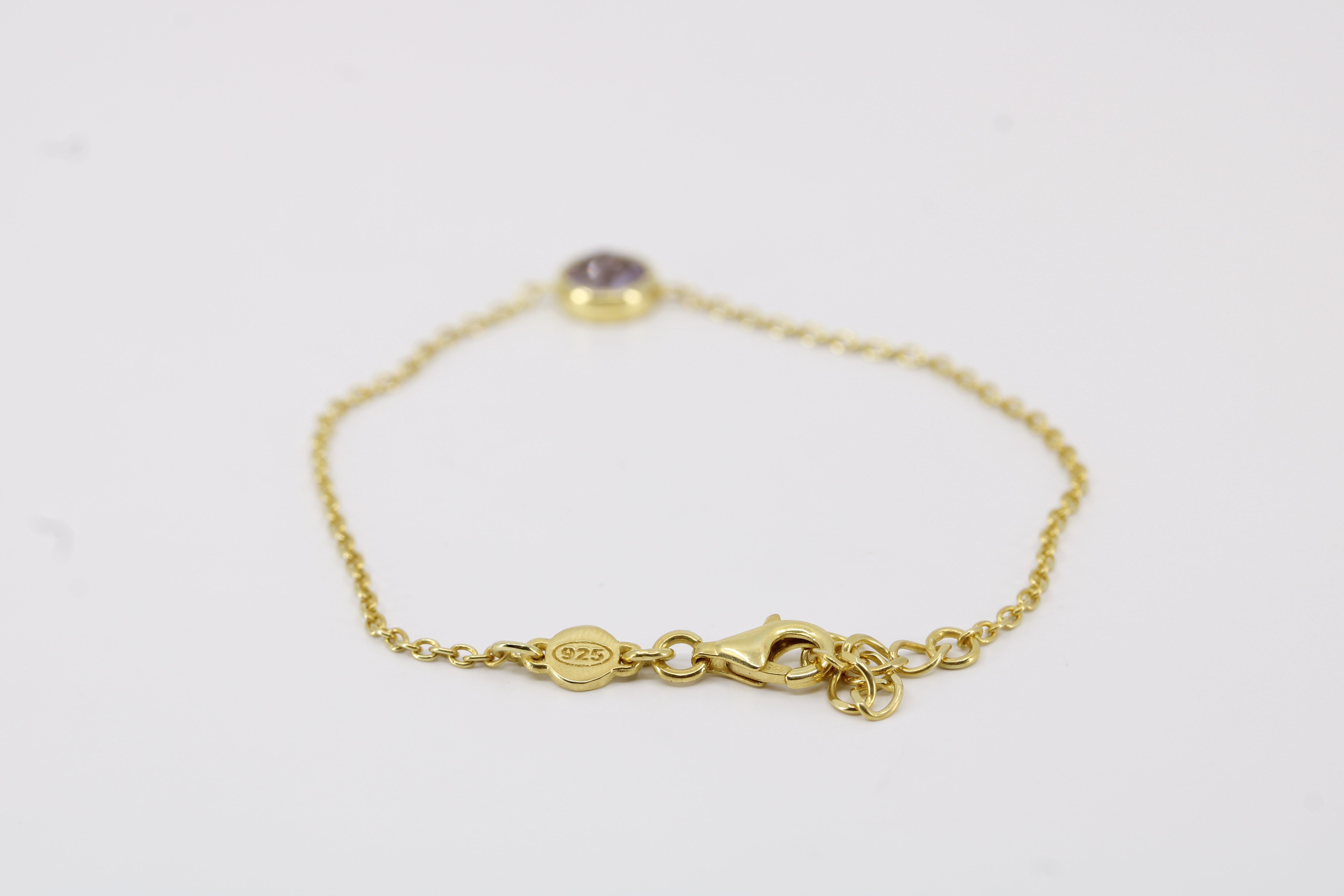 Luce 18K Gold Vermeil Solitaire Bezel Bracelet with Amethyst