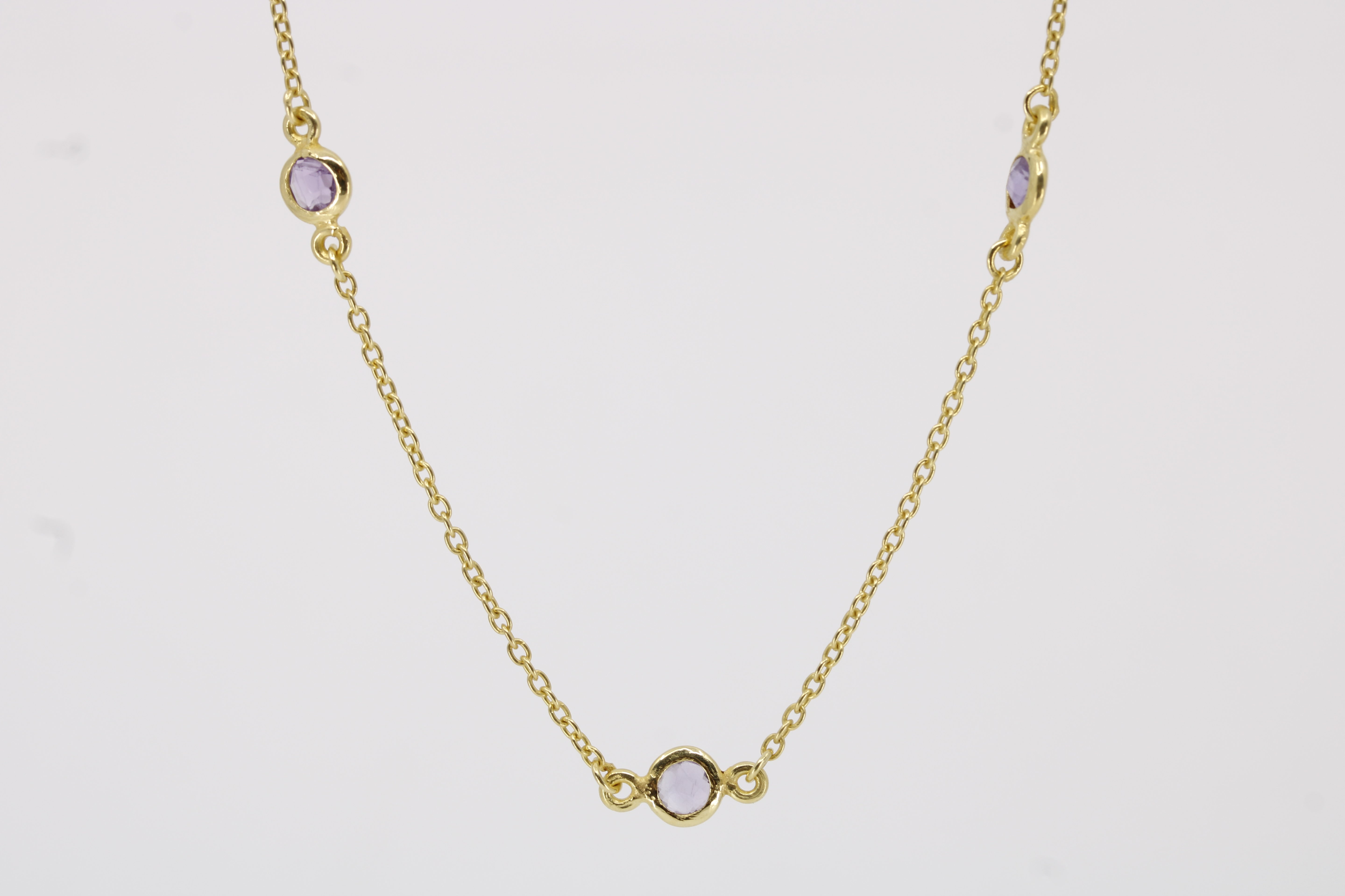 Luce Single-Stone Station Necklace with Amethyst