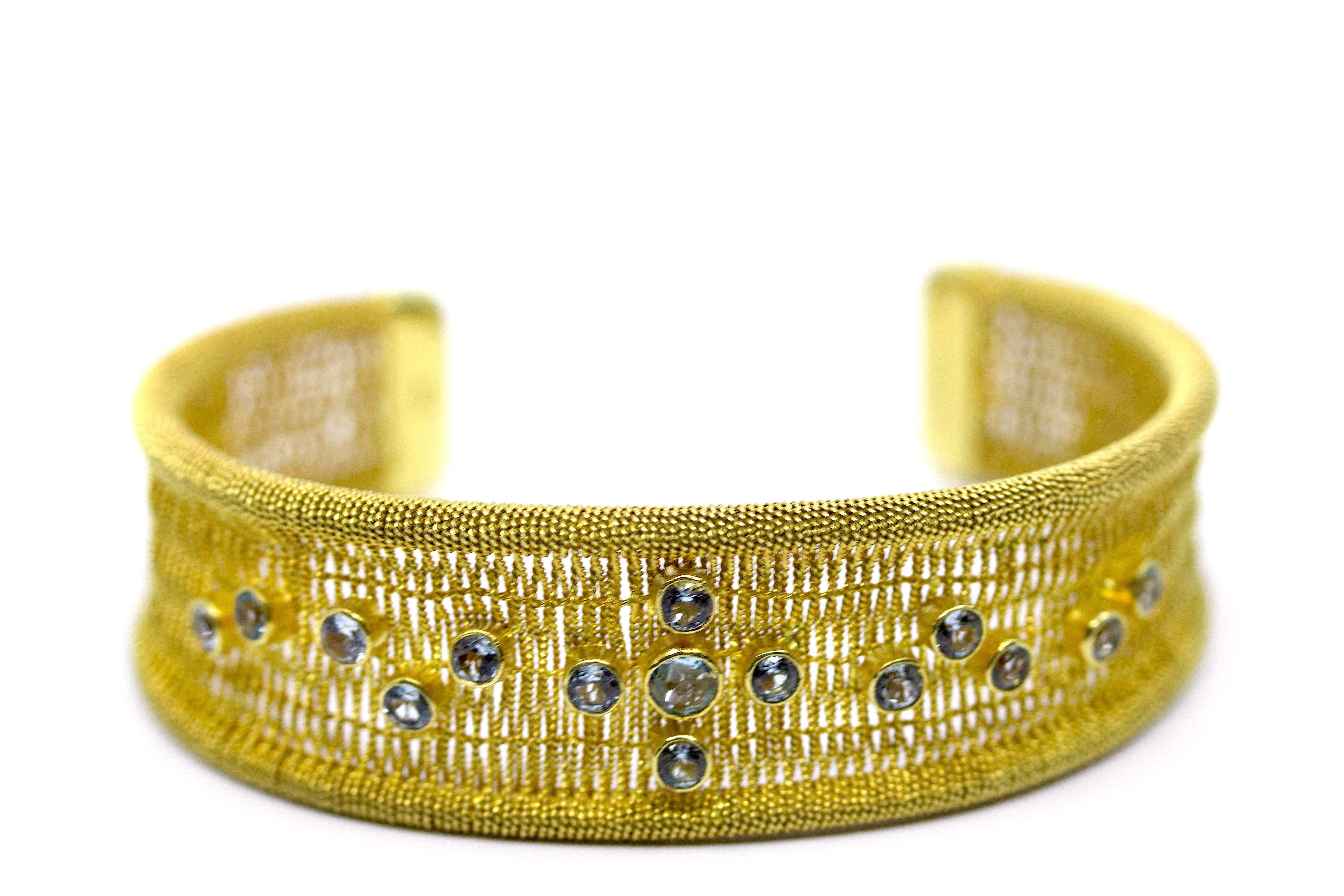 RICAMI 18K Gold Vermeil Blue Topaz Cuff Bracelet