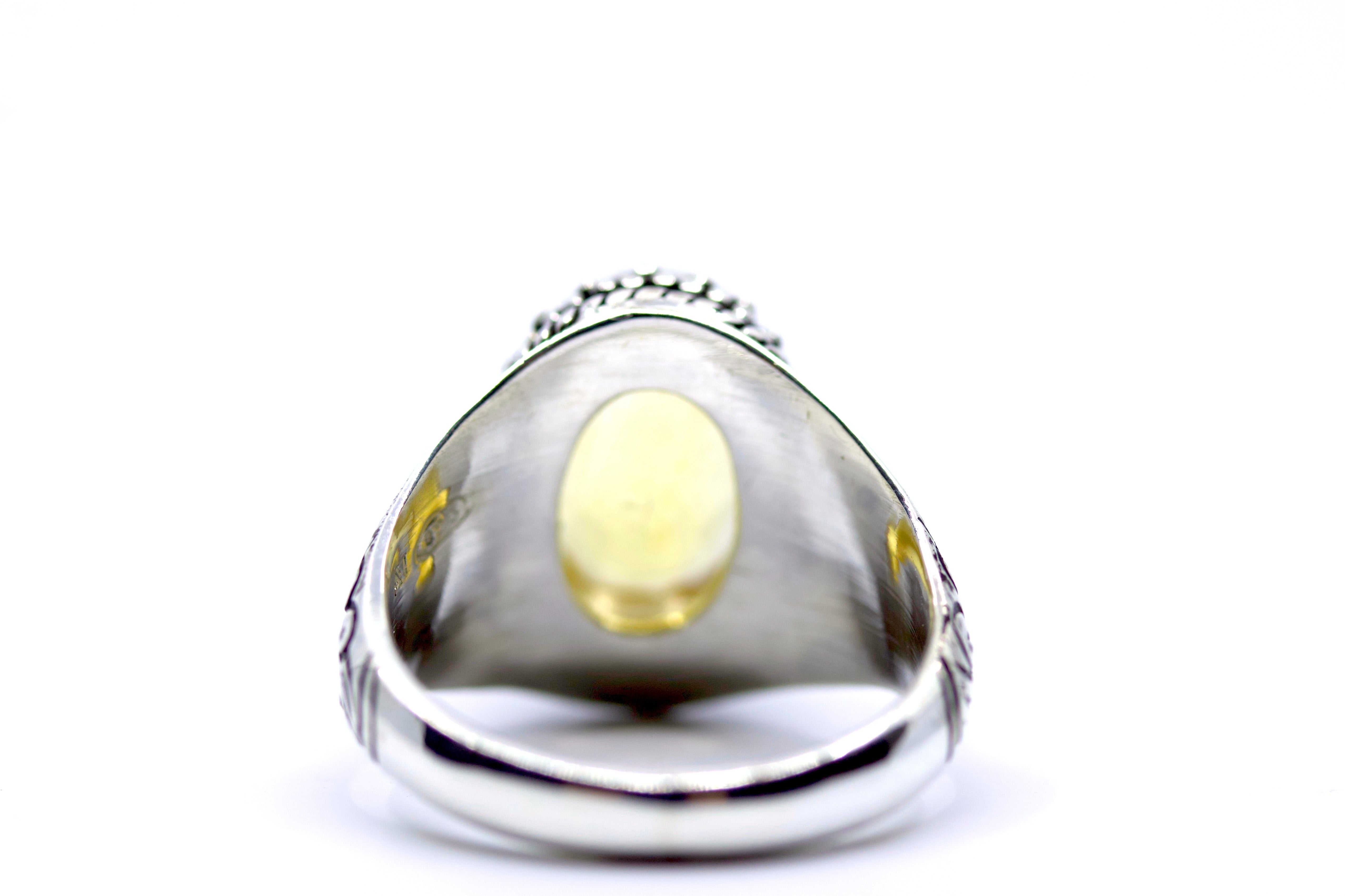 HIMALAYA Sterling Silver Decorative Bezel Ring with Citrine