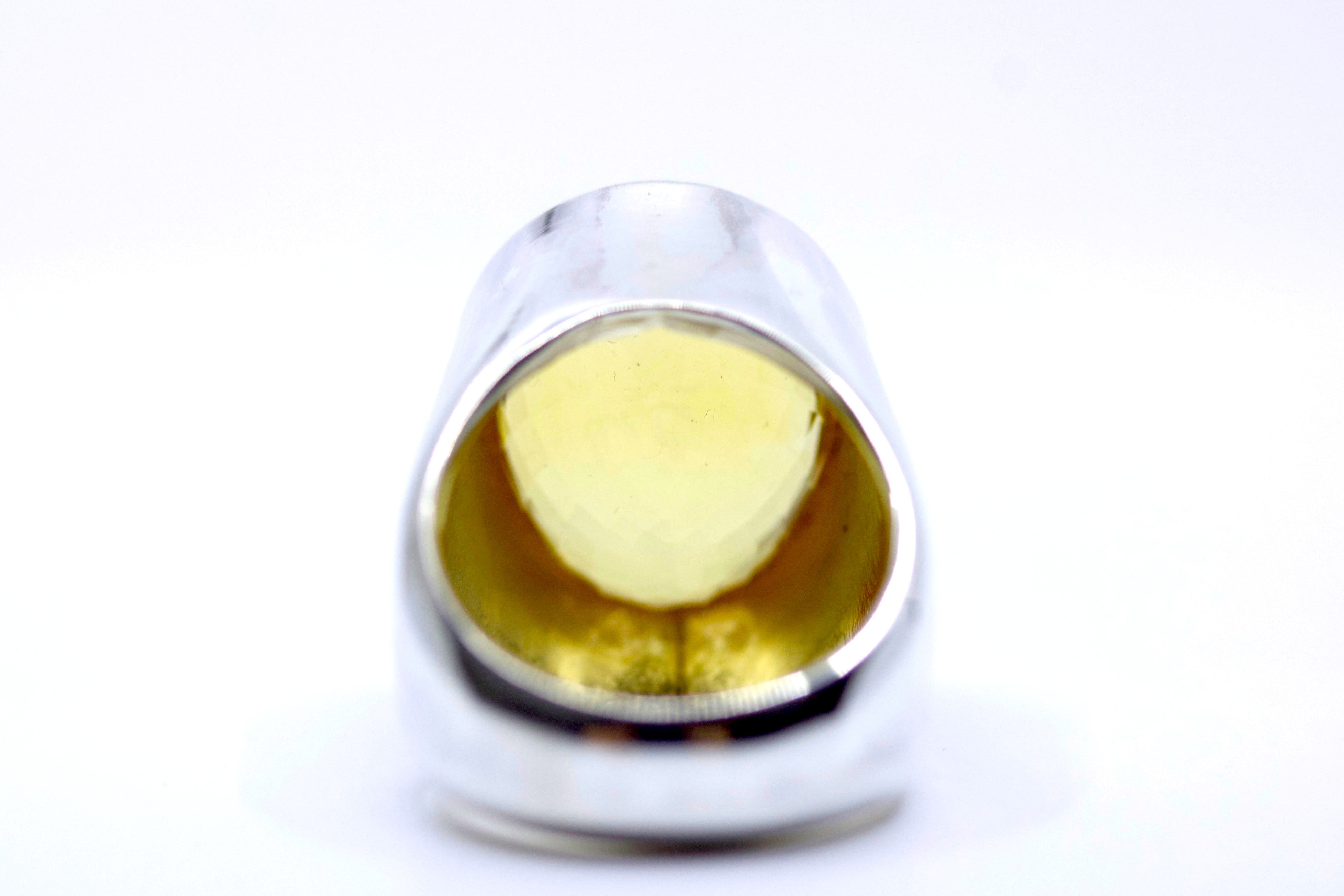 HIMALAYA Sterling Silver Medium Bold Bezel Ring with Citrine