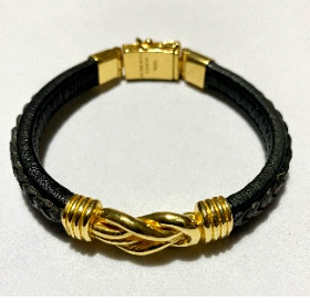 Casa Bali Knot Leather Bracelet with 18K Gold Vermeil