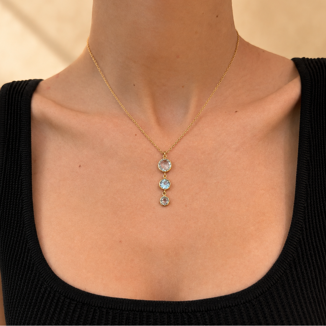 AURORA Blue Topaz Drop Pendant Necklace