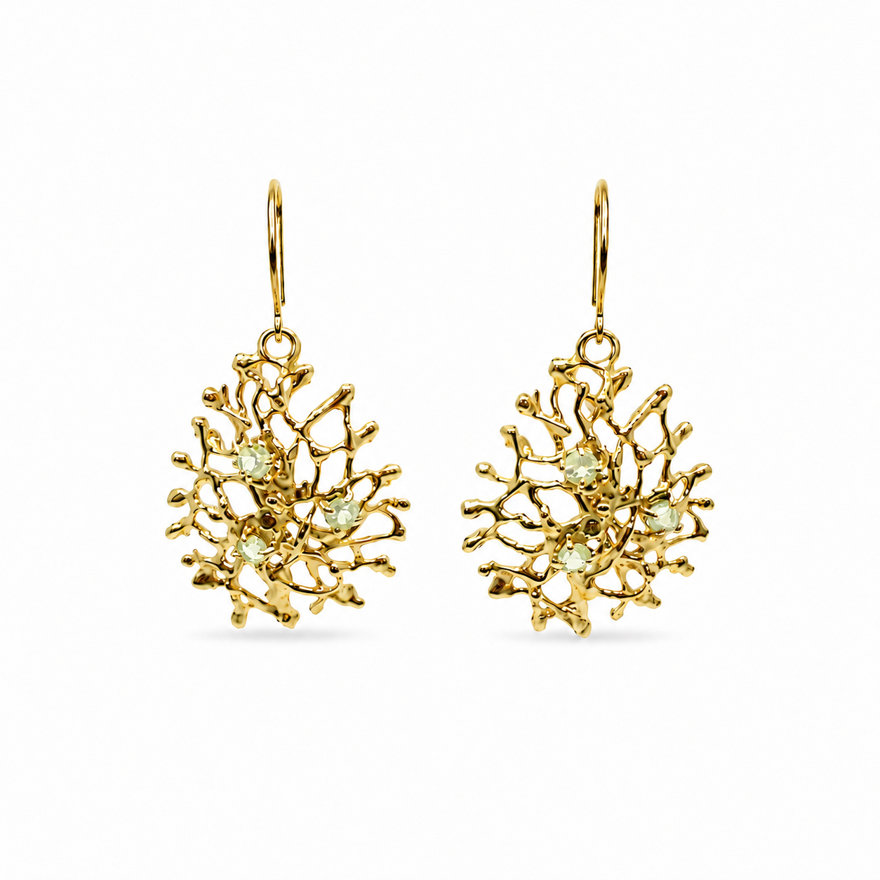 NURAI 18K Gold Vermeil Hoop Drop Earrings with Peridot