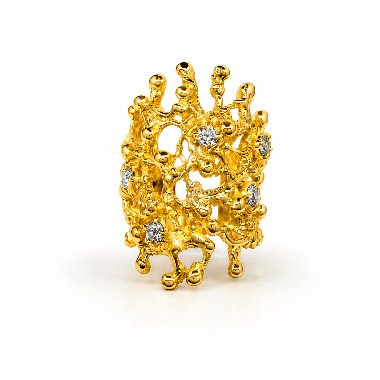 NURAI Cigar Ring with Topaz